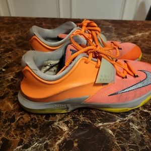 Nike KD VII GS Bright Mango Basketball Shoes Size Youth 7Y (669942-800)